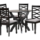 Baxton Studio Aspen Modern Grey Fabric and Dark Brown Finished Wood 5-Piece Dining Set