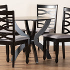 Baxton Studio Aspen Modern Grey Fabric and Dark Brown Finished Wood 5-Piece Dining Set