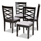 Baxton Studio Lanier Modern and Contemporary Gray Fabric Upholstered Espresso Brown Finished Wood Dining Chair Set of 4