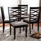 Baxton Studio Lanier Modern and Contemporary Gray Fabric Upholstered Espresso Brown Finished Wood Dining Chair Set of 4