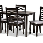 Baxton Studio Lanier Modern and Contemporary Gray Fabric Upholstered Espresso Brown Finished Wood 5-Piece Dining Set