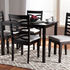 Baxton Studio Lanier Modern and Contemporary Gray Fabric Upholstered Espresso Brown Finished Wood 5-Piece Dining Set