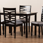 Baxton Studio Lanier Modern and Contemporary Gray Fabric Upholstered Espresso Brown Finished Wood 5-Piece Dining Set