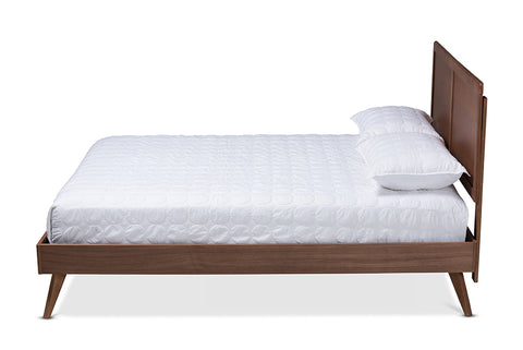 Baxton Studio Zenon Mid-Century Modern Walnut Brown Finished Wood Full Size Platform Bed