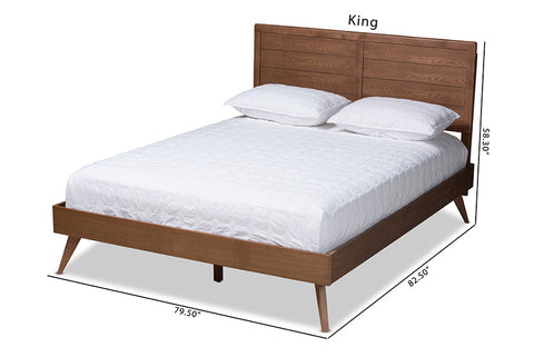 Baxton Studio Artemis Mid-Century Modern Walnut Brown Finished Wood King Size Platform Bed