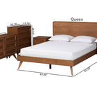 Baxton Studio Demeter Mid-Century Modern Walnut Brown Finished Wood Queen Size 5-Piece Bedroom Set