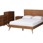Baxton Studio Demeter Mid-Century Modern Walnut Brown Finished Wood King Size 5-Piece Bedroom Set