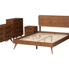 Baxton Studio Demeter Mid-Century Modern Walnut Brown Finished Wood King Size 5-Piece Bedroom Set