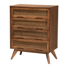 Baxton Studio Demeter Mid-Century Modern Walnut Brown Finished Wood King Size 5-Piece Bedroom Set