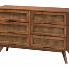 Baxton Studio Demeter Mid-Century Modern Walnut Brown Finished Wood King Size 5-Piece Bedroom Set