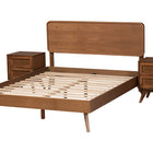 Baxton Studio Demeter Mid-Century Modern Walnut Brown Finished Wood Queen Size 3-Piece Bedroom Set