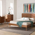 Baxton Studio Demeter Mid-Century Modern Walnut Brown Finished Wood Full Size 4-Piece Bedroom Set
