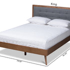 Baxton Studio Ines Mid-Century Modern Dark Grey Fabric Upholstered Walnut Brown Finished Wood Queen Size Platform Bed