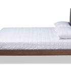 Baxton Studio Ines Mid-Century Modern Dark Grey Fabric Upholstered Walnut Brown Finished Wood King Size Platform Bed