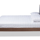 Baxton Studio Ines Mid-Century Modern Light Grey Fabric Upholstered Walnut Brown Finished Wood King Size Platform Bed