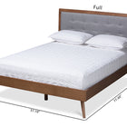 Baxton Studio Ines Mid-Century Modern Light Grey Fabric Upholstered Walnut Brown Finished Wood Queen Size Platform Bed
