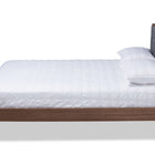 Baxton Studio Dilara Mid-Century Modern Dark Grey Fabric Upholstered Walnut Brown Finished Wood Full Size Platform Bed
