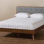 Baxton Studio Dilara Mid-Century Modern Dark Grey Fabric Upholstered Walnut Brown Finished Wood Full Size Platform Bed