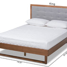 Baxton Studio Viviana Modern and Contemporary Light Grey Fabric Upholstered and Ash Walnut Finished Wood Queen Size Platform Bed