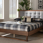 Baxton Studio Viviana Modern and Contemporary Light Grey Fabric Upholstered and Ash Walnut Finished Wood King Size Platform Bed