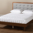 Baxton Studio Viviana Modern and Contemporary Light Grey Fabric Upholstered and Ash Walnut Finished Wood Queen Size Platform Bed