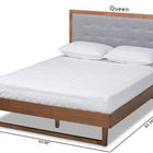 Baxton Studio Viviana Modern and Contemporary Light Grey Fabric Upholstered and Ash Walnut Finished Wood Queen Size Platform Bed