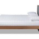 Baxton Studio Natalia Mid-Century Modern Dark Grey Fabric Upholstered and Ash Walnut Finished Wood King Size Platform Bed