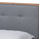 Baxton Studio Natalia Mid-Century Modern Dark Grey Fabric Upholstered and Ash Walnut Finished Wood Queen Size Platform Bed