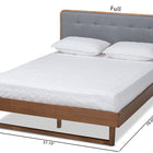 Baxton Studio Natalia Mid-Century Modern Dark Grey Fabric Upholstered and Ash Walnut Finished Wood Full Size Platform Bed
