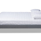 Baxton Studio Liliya Mid-Century Modern Dark Grey Fabric Upholstered Walnut Brown Finished Wood Full Size Platform Bed Frame