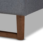 Baxton Studio Liliya Mid-Century Modern Dark Grey Fabric Upholstered Walnut Brown Finished Wood Queen Size Platform Bed Frame