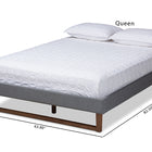 Baxton Studio Liliya Mid-Century Modern Dark Grey Fabric Upholstered Walnut Brown Finished Wood Full Size Platform Bed Frame