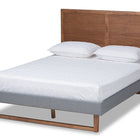 Baxton Studio Allegra Mid-Century Modern Dark Grey Fabric Upholstered and Ash Walnut Brown Finished Wood Queen Size Platform Bed