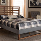 Baxton Studio Rina Modern and Contemporary Dark Grey Fabric Upholstered and Ash Walnut Brown Finished Wood King Size Platform Bed