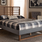 Baxton Studio Rina Modern and Contemporary Dark Grey Fabric Upholstered and Ash Walnut Brown Finished Wood Queen Size Platform Bed
