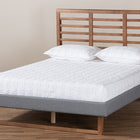 Baxton Studio Rina Modern and Contemporary Dark Grey Fabric Upholstered and Ash Walnut Brown Finished Wood Queen Size Platform Bed