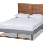 Baxton Studio Gabriela Rustic Modern Dark Grey Fabric Upholstered and Ash Walnut Brown Finished Wood Queen Size Platform Bed