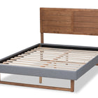 Baxton Studio Gabriela Rustic Modern Dark Grey Fabric Upholstered and Ash Walnut Brown Finished Wood Queen Size Platform Bed