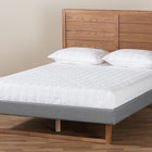 Baxton Studio Gabriela Rustic Modern Dark Grey Fabric Upholstered and Ash Walnut Brown Finished Wood Queen Size Platform Bed