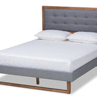 Baxton Studio Emele Modern Transitional Dark Grey Fabric Upholstered and Ash Walnut Brown Finished Wood Queen Size Platform Bed