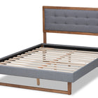 Baxton Studio Emele Modern Transitional Dark Grey Fabric Upholstered and Ash Walnut Brown Finished Wood Queen Size Platform Bed
