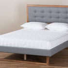 Baxton Studio Emele Modern Transitional Dark Grey Fabric Upholstered and Ash Walnut Brown Finished Wood Queen Size Platform Bed