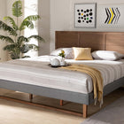 Baxton Studio Gabriela Rustic Modern Dark Grey Fabric Upholstered and Ash Walnut Brown Finished Wood King Size Platform Bed