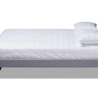 Baxton Studio Liliya Mid-Century Modern Light Grey Fabric Upholstered Walnut Brown Finished Wood Full Size Platform Bed Frame