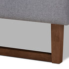 Baxton Studio Liliya Mid-Century Modern Light Grey Fabric Upholstered Walnut Brown Finished Wood Full Size Platform Bed Frame