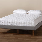Baxton Studio Liliya Mid-Century Modern Light Grey Fabric Upholstered Walnut Brown Finished Wood Full Size Platform Bed Frame
