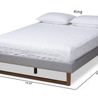 Baxton Studio Liliya Mid-Century Modern Light Grey Fabric Upholstered Walnut Brown Finished Wood Full Size Platform Bed Frame