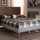 Baxton Studio Eloise Rustic Modern Light Grey Fabric Upholstered and Ash Walnut Brown Finished Wood Full Size Platform Bed