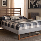 Baxton Studio Luciana Modern and Contemporary Light Grey Fabric Upholstered and Ash Walnut Brown Finished Wood Full Size Platform Bed