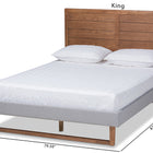 Baxton Studio Claudia Rustic Modern Light Grey Fabric Upholstered and Walnut Brown Finished Wood King Size Platform Bed